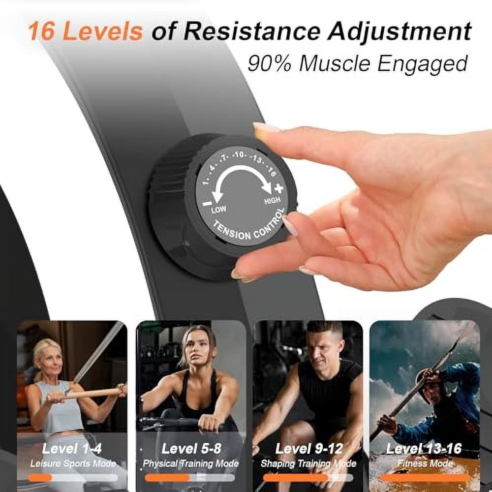 Rowing Machines for Home,Hartwares Magnetic Rowing Machine with 77lbs High Resistance Rowing Machine,16 Levels of Quiet Resistance,Rower Machine for Home Row Machine,App Compatible,LCD Monitor