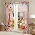 thumbnail image 2 of Homewish Kawaii Giraffe Elephant Black Out Curtains, Flower Leaf Plant Curtains Pack of 2 (42x63 Each), Pink Art Watercolor Bedroom Curtains, Living Room Curtains Decor, 2 of 6