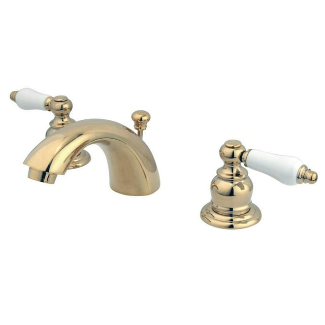 Kingston Brass KB952PL Victorian Mini-Widespread Lavatory Faucet with Retail Pop-Up, Polished Brass
