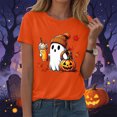 thumbnail image 7 of TOWED22 Fall Shirts for Women Casual Cute Pumpkin Ghost with Coffee Graphic T-Shirts Novelty Halloween Tee Autumn Thanksgiving Tops(Orange,L), 7 of 7