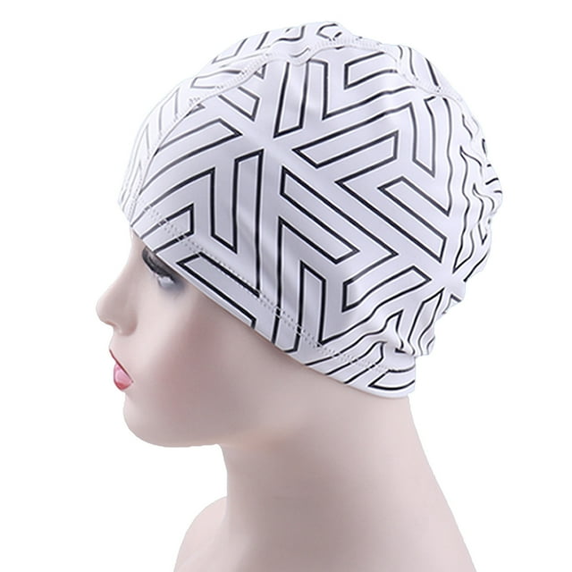 CSChome Chapeau de Natation Imperméable Unisexe Protection des Oreilles Adulte Imprimé Géométrique Chapeau de Piscine Accessoires de Natation