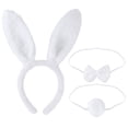 thumbnail image 1 of LUOEM - Juego de 3 diademas con orejas de conejo para niños y adultos, con lazo y cola, para disfraz de fiesta de cosplay (blanco), 1 of 4