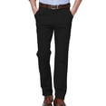 thumbnail image 2 of Men's Dress Pants Flat-Front Business Casual Trouser with Expandable Waistband Casual Suit Slacks Plain Comfort Work Office Business Lounge Trouser Long Black 4Xl, 2 of 5