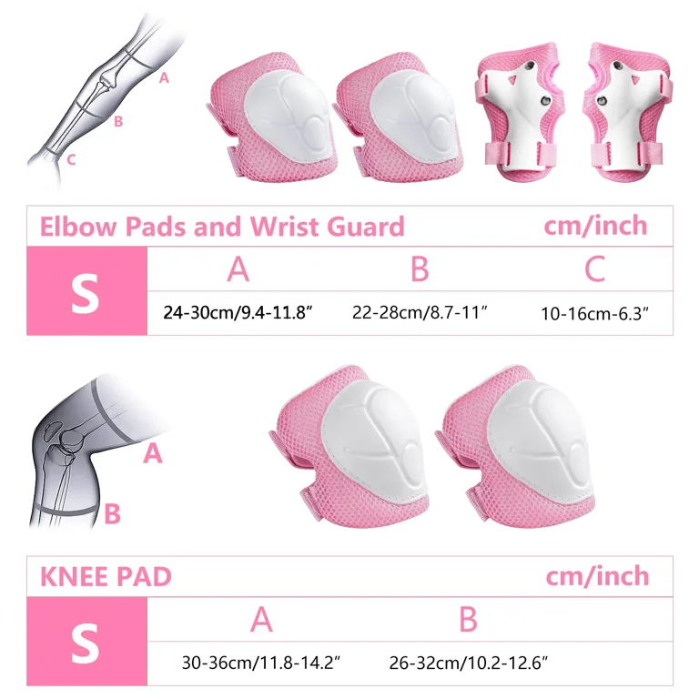Rirool Kids Protective Pad Set, Pink & White photo 4