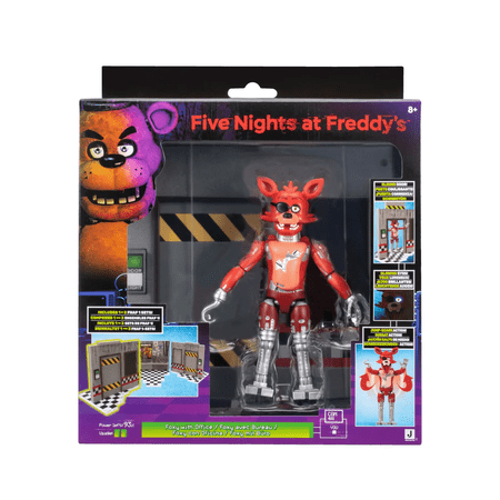 Five Nights at Freddy’s Classic Foxy with Office Set 5-Inch Jazwares Action Figure with Jumpscare Feature, Glowing Eyes & Diorama