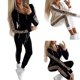 thumbnail image 4 of Sudadera con capucha y cremallera para mujer Pantalones largos con estampado de leopardo Conjuntos de dos piezas XBTCLXEBCO Negro, Grande, 4 of 6