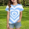 thumbnail image 5 of YAYUBA Shirts for Girls 10-12 Letter Graphic Printed Round Neck Back To School Short Sleeve T Shirt Cotton Dress Shirt Preppy Girls Summer Tops T-Shirts, 12-13 Years, Blue, 5 of 7