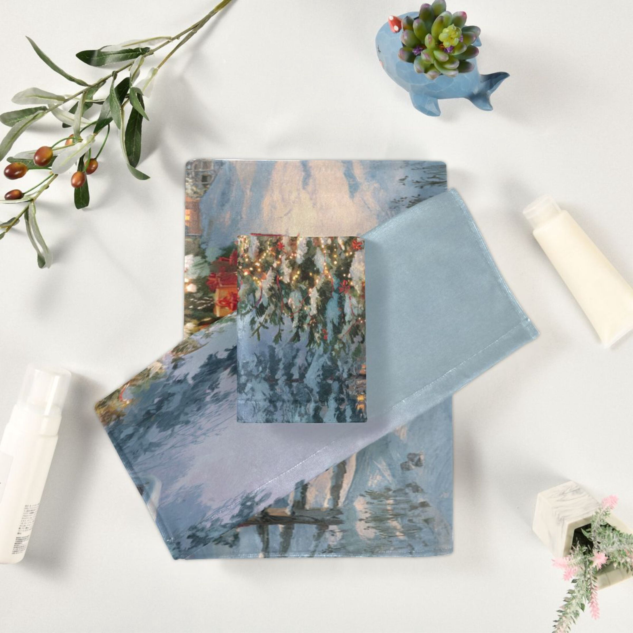 Three-Piece Towel Set Face Towel Towel Set Hand Towel Bath Towel Cotton Bath Towels Bath Towel Sets Hand Bath Towels Warm Christmas Tree