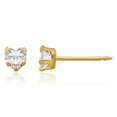 thumbnail image 5 of 14K Solid Yellow Gold 4mm Heart Cubic Zirconia CZ Stud Earrings, 5 of 11