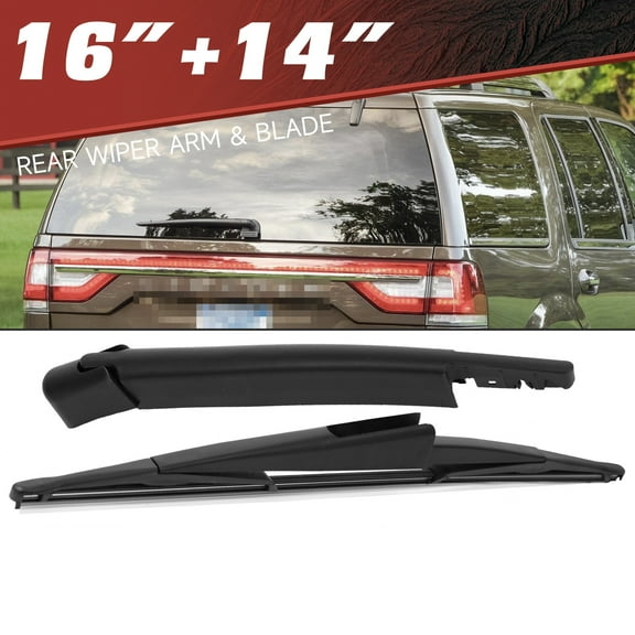 16" 14" Rear Windshield Wiper Arm & Blade Set Compatible With Lincoln Navigator 2009-2017, Ford Expedition 2009-2017