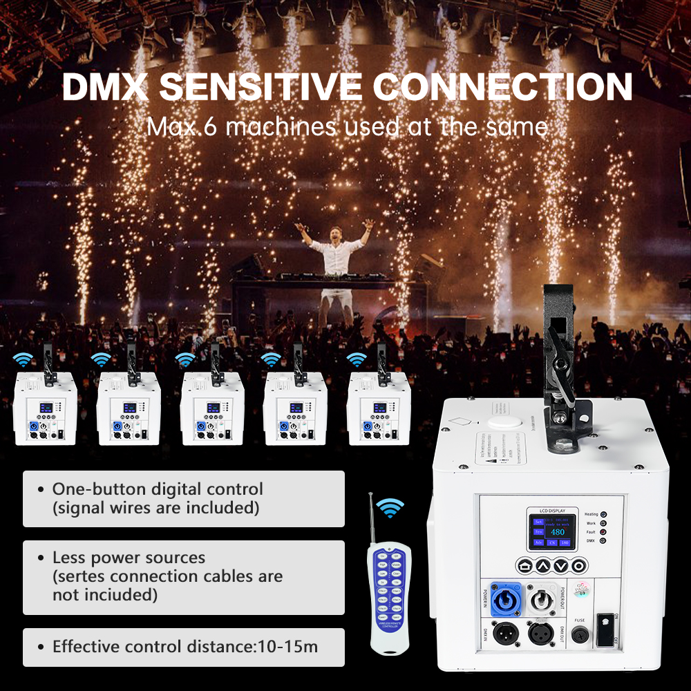 2Pack 800W Spray Down  Waterfall Sparkler Cold Spark Fountain Machine Remote DMX Control with Case