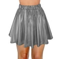 thumbnail image 3 of Mepaouo Metallic Skirt Shiny Flared Mini Skirts High Waist Holographic Pleated Sizes S-XL, 3 of 4