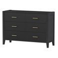 thumbnail image 3 of Modern Nightstands with Wooden Legs for Bedroom, Bedside Table with 6 Drawers for Living Room Bedroom, Minimalist and Practical End Side Table, Black), 3 of 8