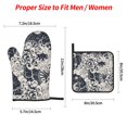 thumbnail image 4 of ZNDUO Oven Mitts and Pot Holders Sets, Abstract Vintage Chrysanthemum Texture Pattern Non-Slip Cooking Oven Gloves, 4 of 8