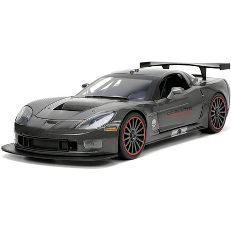 Big Time Muscle 1:24 2005 Chevy Corvette C6R Die-cast Car Charcoal Grey Toys for Kids and Adults(Selections May Vary)