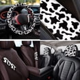 thumbnail image 4 of HUISEFOR Cow Print Car Seat Covers Full Set for Women Men Non Slip Including Steering Wheel Cover, Belt Cover, Center Console Cover, Breathable, Comfortable, Fit for Most Sedans SUVs, 4 of 5