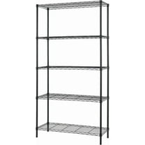 FDW 5 Shelf Wire Shelving Unit Garage NSF Wire Shelf Adjustable Utility Commercial Grade Steel Layer Shelf Rack Organizer 1250 LBS Capacity -14x36x72,Black