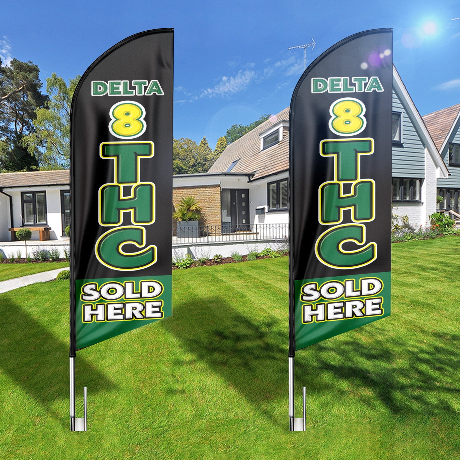 Delta 8 THC for Sale Here Sign Feather Flag with Pole Kit,8FT Sale  outdoor advertising flag,  Business Sign, Swooper Flag（FLAG ONLY)