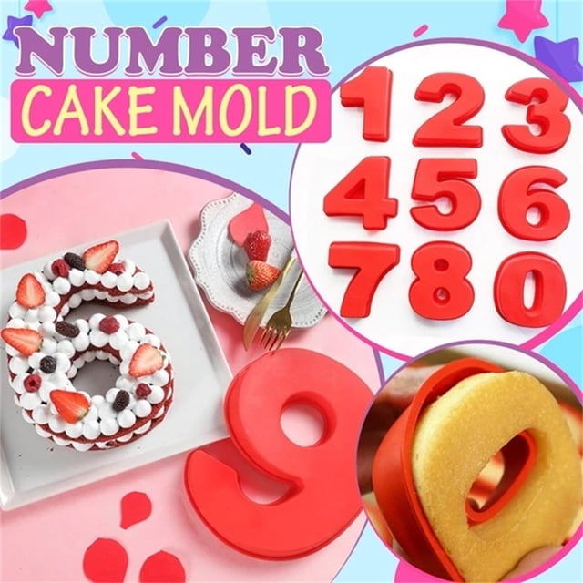 Juego de moldes de pastel numérico - moldes de silicona antiadherentes de 9 piezas para repostería de cumpleaños, aniversarios y dulces caseros (0-8)