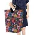 thumbnail image 4 of Yayeee Freestanding Laundry Hamper with Handle Collapsible Large Storage Basket for Clothes, Vibrant Blooming Flowers, 4 of 7