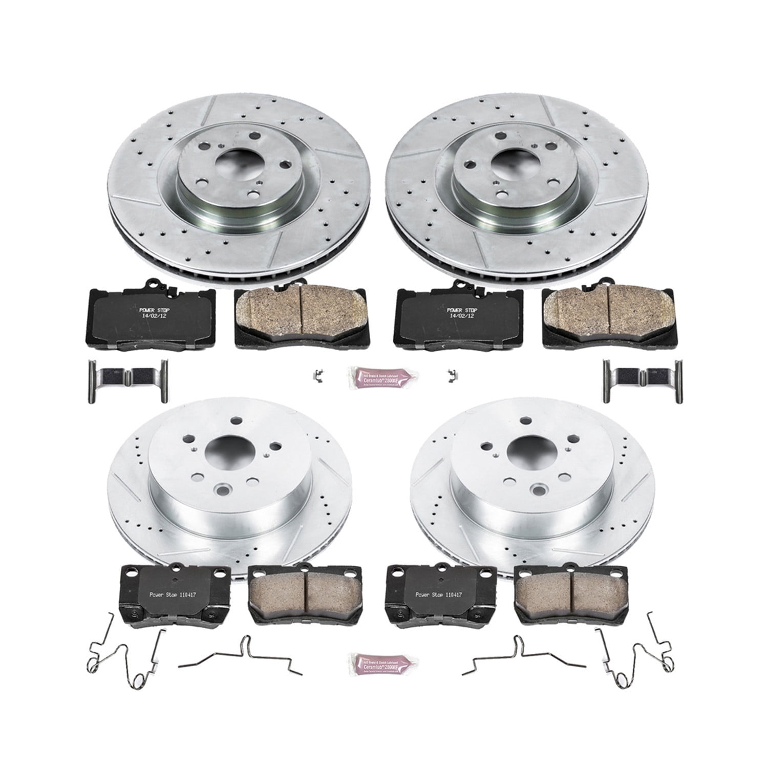 PowerStop Front and Rear Z23 Evolution Sport Carbon-Fiber Ceramic Brake Pad and Drilled & Slotted Rotor Kit Fits: LEXUS Select Models K6354