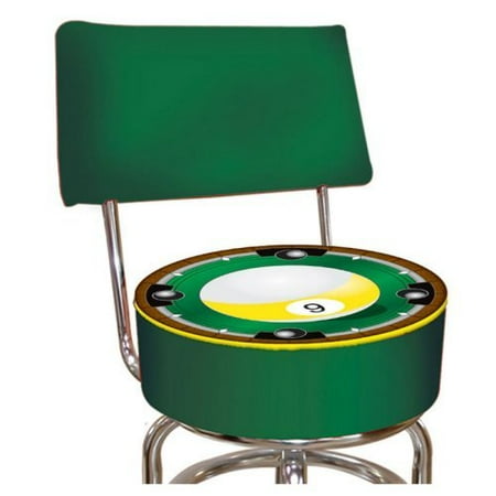 30-Inch 9 Ball Logo Padded Swivel Bar Stool with Back