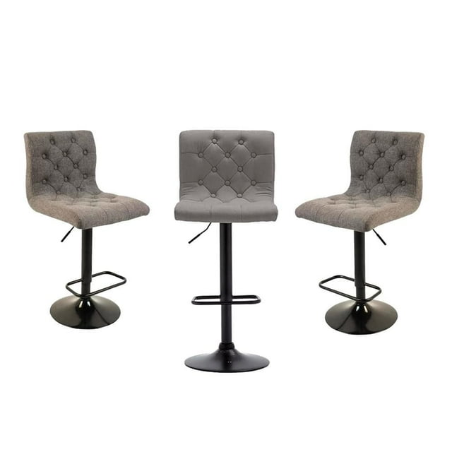 Heavenly Collection Grey Tufted Adjustable Stool Set of 3