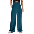thumbnail image 2 of Baqcunre Linen Pants Women'S Loose Relaxed High Waist Cotton Pocket Wide Leg Pants Jogger Pants For Women Pants For Women Blue S, 2 of 5