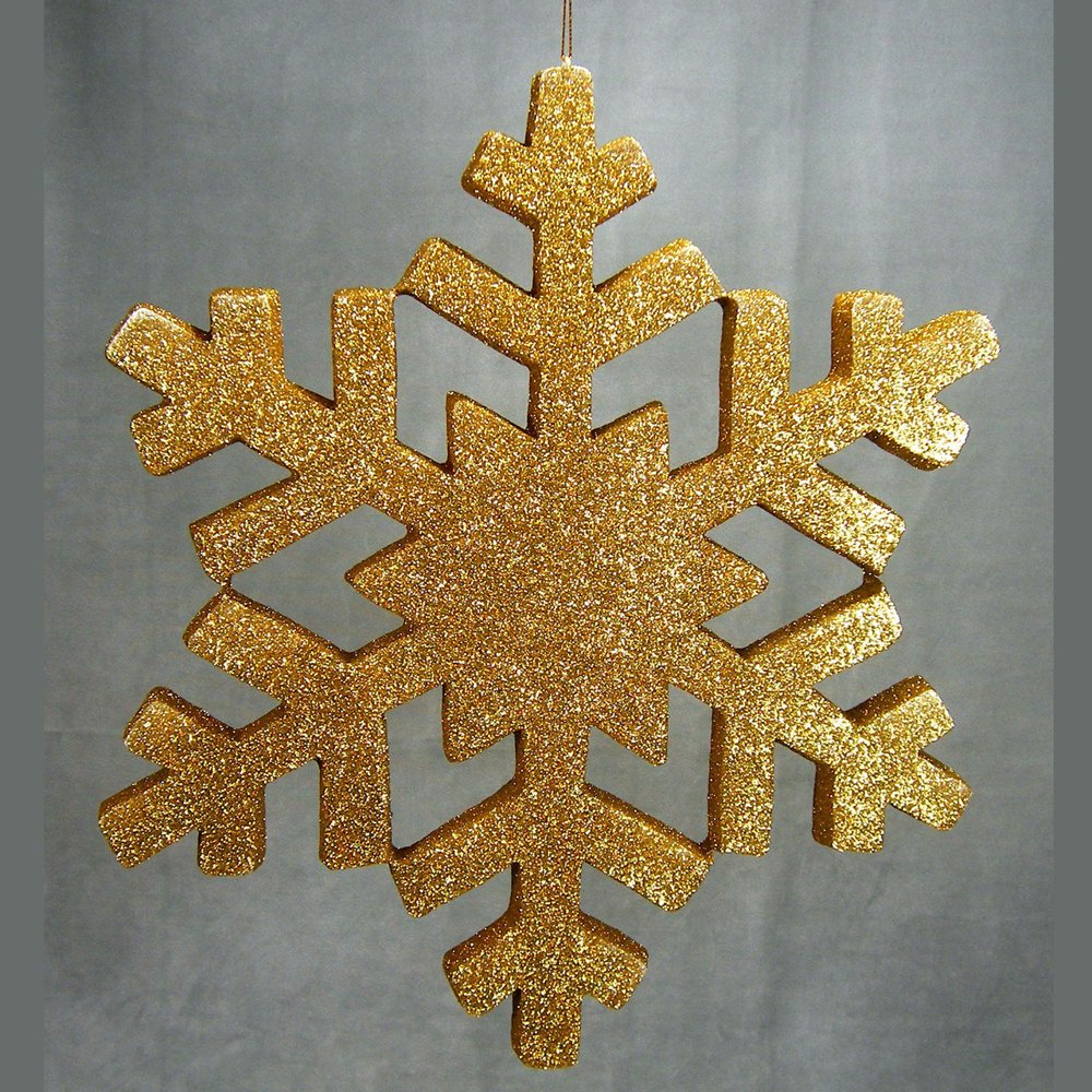 1 Pc, 15 Inch Hanging Snowflake For Winter & Christmas Decor Gold