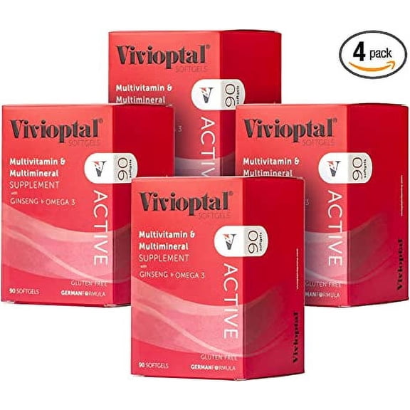 Vivioptal Daily Protect Active with Ginseng and Omega-3 Softgels 4 Pack, 90 Count, 1 Year Supply