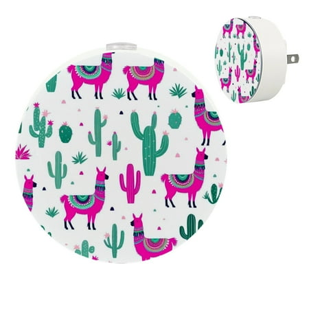 

YZUOUZY Night Lights Plug into Wall Bedroom Lamp Small Bedside Lamps Set of 2 Happy Lama Flowers Cacti