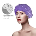thumbnail image 2 of Kdxio Snowfall Sky White Purple Print Shower Cap for Women,Elastic and Reusable,Double Waterproof Layers Bathing Hat, 2 of 6