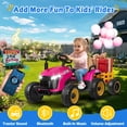 thumbnail image 6 of TOKTOO 24V Powered Ride on Tractor Max 4.3Mph w/ EVA Tires, Tippable Trailer, Remote Control, Tractor Ride on Toy for Kids-Pink, 6 of 8