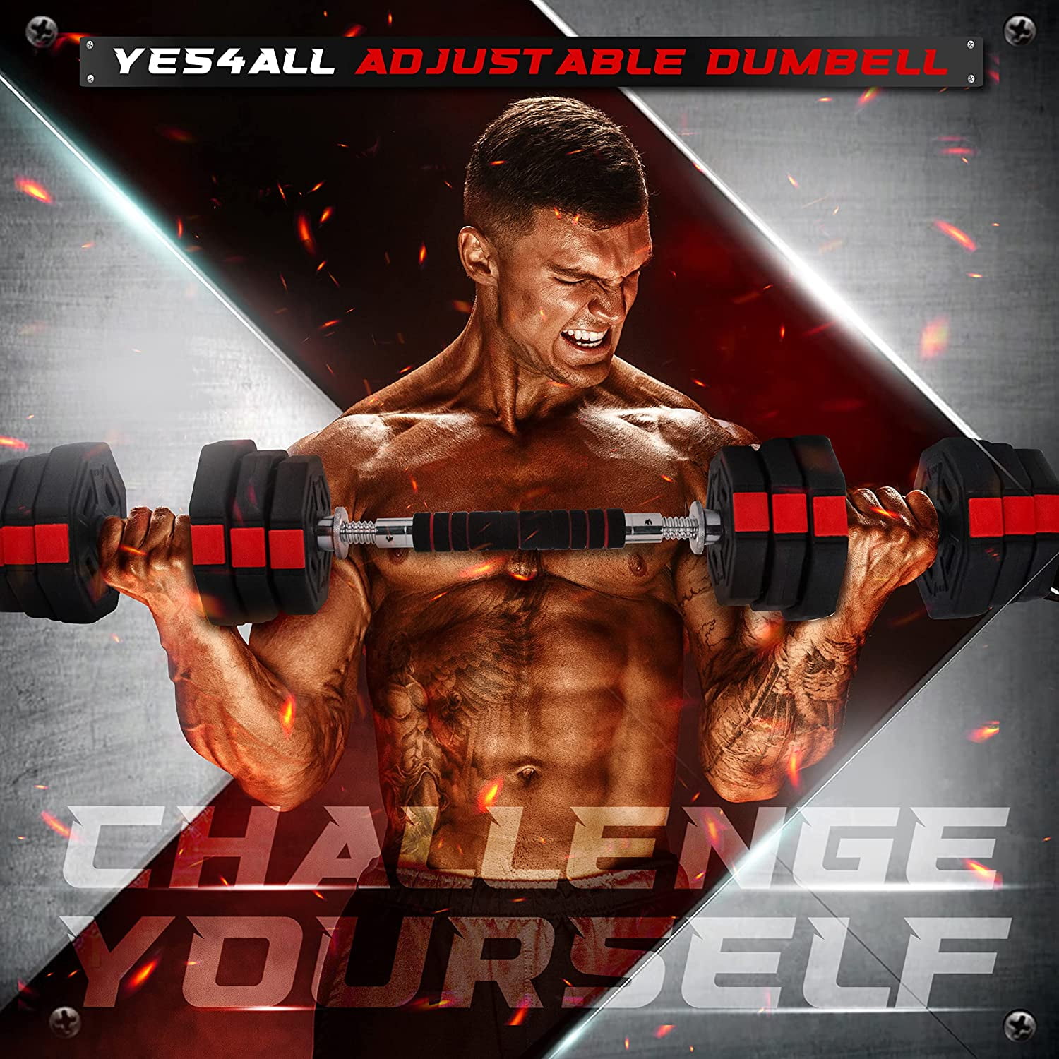Yes4All 44 lbs Cement Adjustable Dumbbell