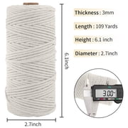 Light Blue 3mm Macrame Cord, 110 Yards Natural Cotton Cord, Macrame Rope Yarn for DIY Crafts, Wall Hangers, Plant Holders, Knitting, Wedding Decor (1 Roll)