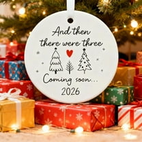 Cheapark 2026 Pregnancy Announcement Christmas Ornament - "Then There Were Three" Themed Decor, Thoughtful Holiday Gift for Expecting Parents