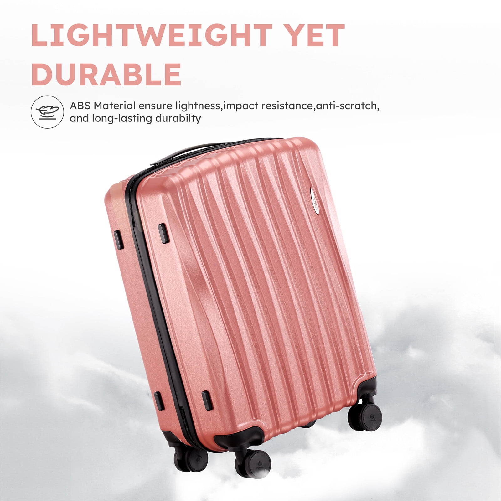 Gowill 4 Piece Hardside Luggage Set 27/23/19/12 inch Hardshell Lightweight Spinner Wheels Carry-on and Checked Suitcase.Rose Gold