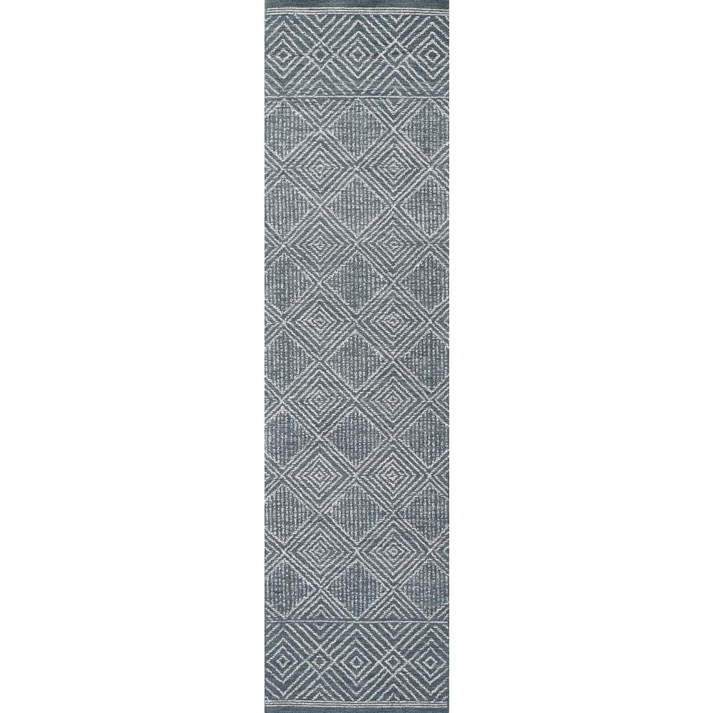 Momeni Mallorca Hand Hooked Wool Geometric Denim Area Rug 9' X 12'