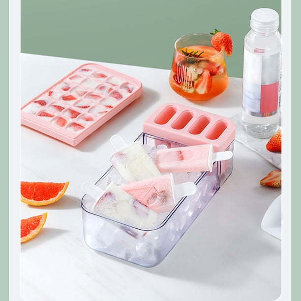 Molde para helados | Fabricante de paletas de doble capa para 24 unidades | Caja de almacenamiento de hielo de gran capacidad de ABS grado alimenticio con tapa | Moldes para postres congelados DIY