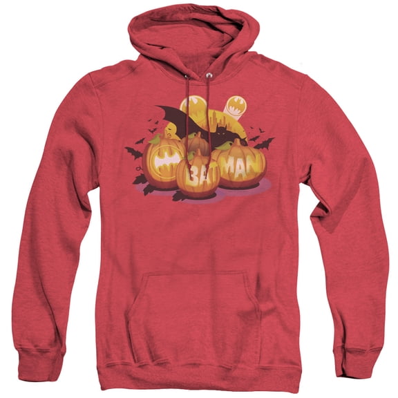 Batman Bat O Lanterns Adult Heather Hoodie Sweatshirt Red