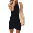 thumbnail image 1 of Vestido BTFBM sin mangas ajustado fruncido mini negro S, 1 of 7