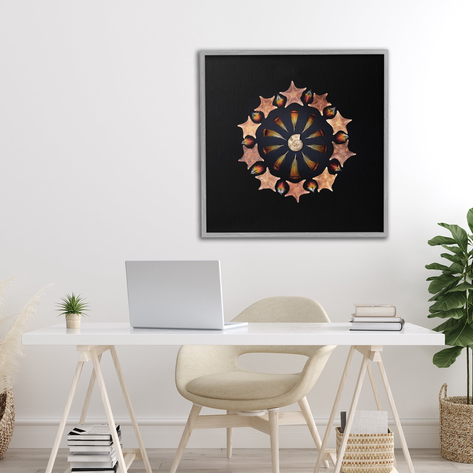 Stupell Industries Nautical Nature Arrangement Gray Framed Giclee Art, design by Beth Adoette