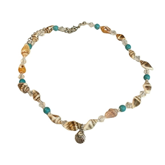 Grofry Women Seashell Choker Vacation Beach Style Beaded Sea Snail Adjustable Length Holiday Gift Lady Neck Jewelry Necklace
