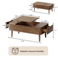 thumbnail image 4 of TOKSOM 47.24" Lift Top Coffee Table with Storage - Modern Walnut Finish, Hidden Compartment & 2 Drawers, Mid-Century Design for Living Room, Apartment, Small Space - Sturdy Metal Lift Mechanism, 4 of 11