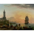 thumbnail image 3 of Claude-Joseph Vernet 14x12 Black Modern Framed Museum Art Print Titled - A Calm at a Mediterranean Port (1770), 3 of 5