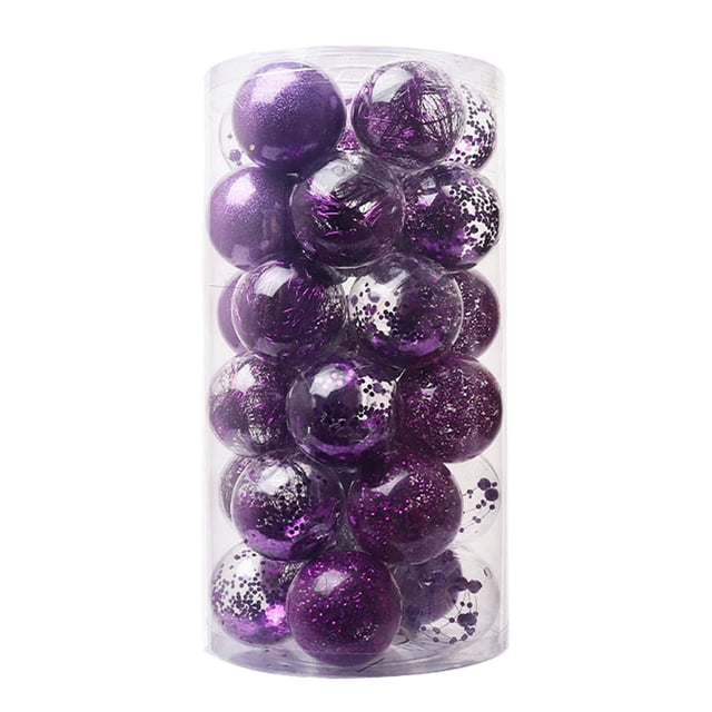 30 piezas de adornos navideños de bolas irrompibles, suministros para fiestas, decoraciones para árboles de Navidad para aniversario, dormitorio, Púrpura