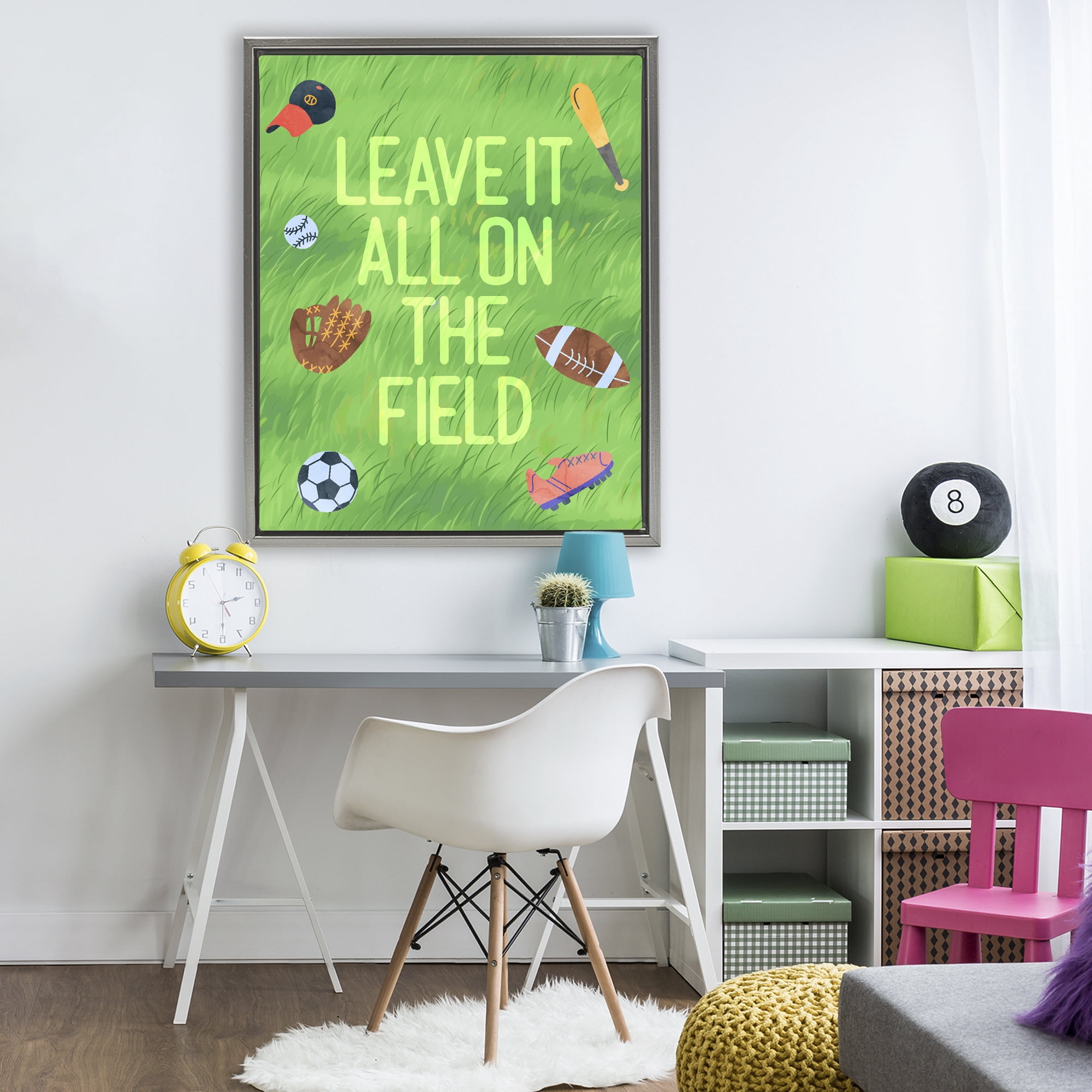 Stupell Industries Leave It On The Field Gray Framed Floater Canvas Wall Art, design by Lil' Rue