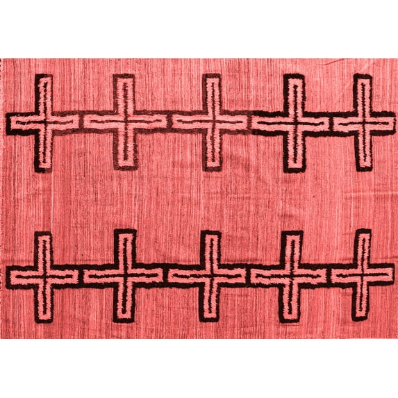 Ahgly Company Indoor Rectangle Abstract Red Modern Area Rugs, 4' x 6'