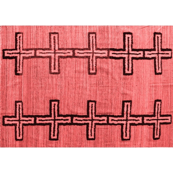 Ahgly Company Machine Washable Indoor Rectangle Abstract Red Modern Area Rugs, 5' x 7'
