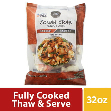 Sam's Choice Frozen Cooked Jonah Crab Claws & Arms, 32 oz Contains crab 14g protein per 3oz serving